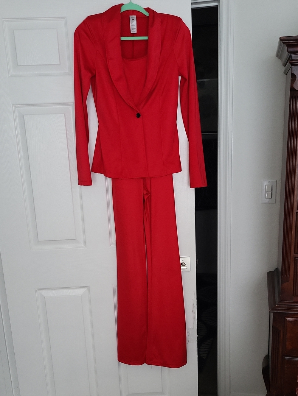 Source Unknown Vibrant Red Tailored Blazer and Wide-Leg Pants Suit